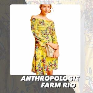 EUC Farm Rio for Anthropologies Bria Off The Shoulder Mini Dress